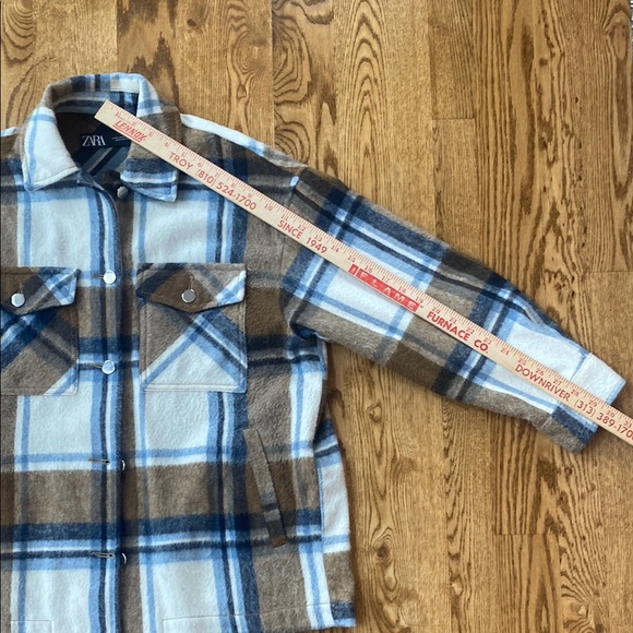 Zara shirtjack chore coat barn coat plaid button front warm medium layering - Picture 11 of 11